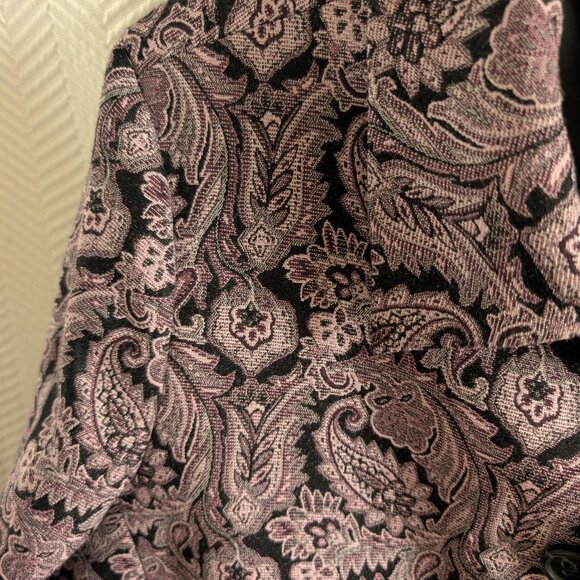 Liz Claiborne Purple Paisley Jacquard Blazer Snap Buttons Size Large Brocade - Picture 6 of 15
